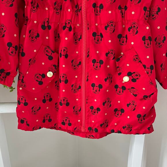 Disney Minnie Mouse Red Polka Dot Rain Jacket Hooded with Ears Girl’s size 5 - Picture 4 of 13